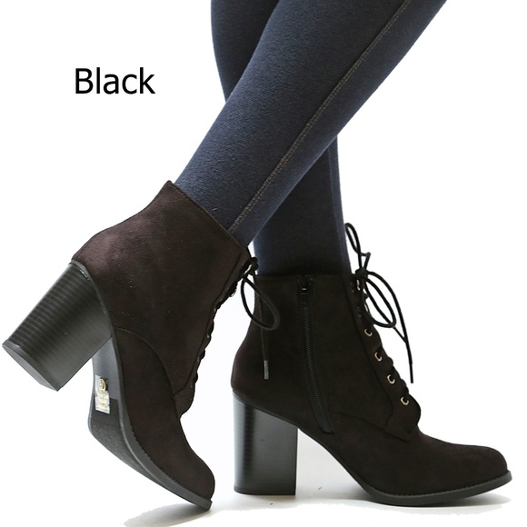 block heel booties lace up